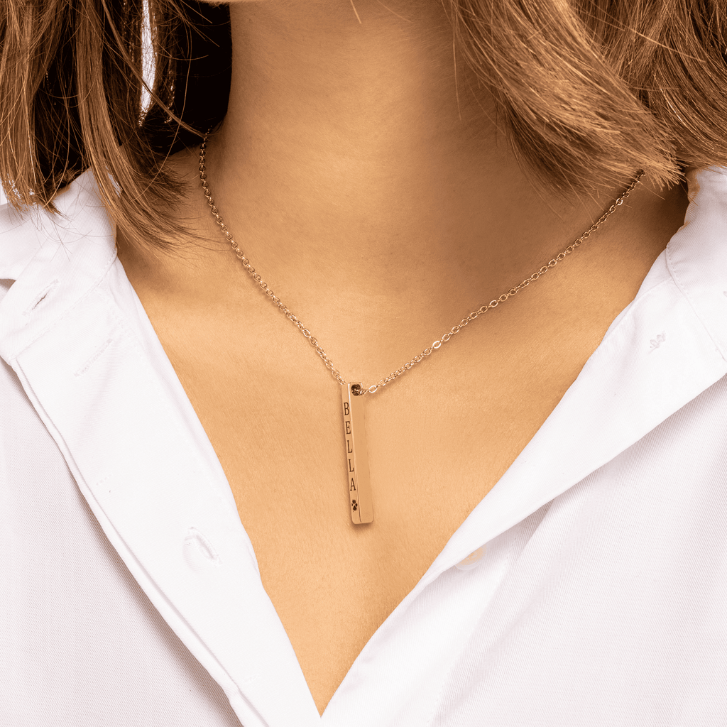 HUISDIER NAAM MET POOTAFDRUK KETTING - Mijn Huisdier Cadeau