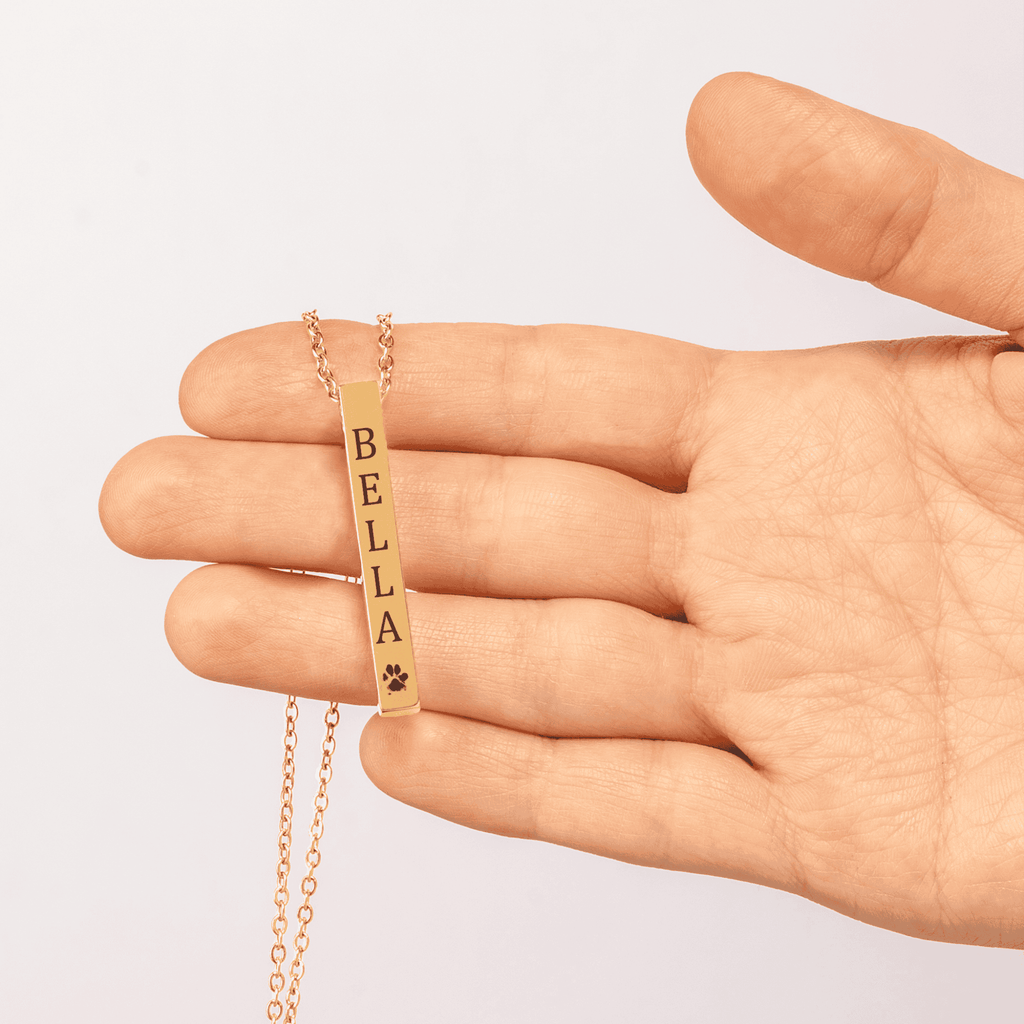 HUISDIER NAAM MET POOTAFDRUK KETTING - Mijn Huisdier Cadeau