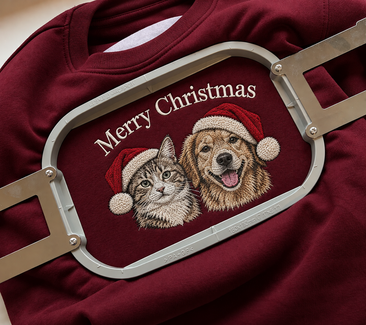 Gepersonaliseerde kersttrui met 2 geborduurde huisdieren