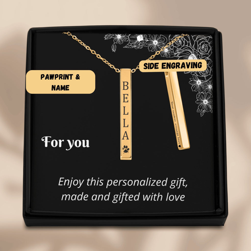 HUISDIER NAAM MET POOTAFDRUK KETTING - Mijn Huisdier Cadeau