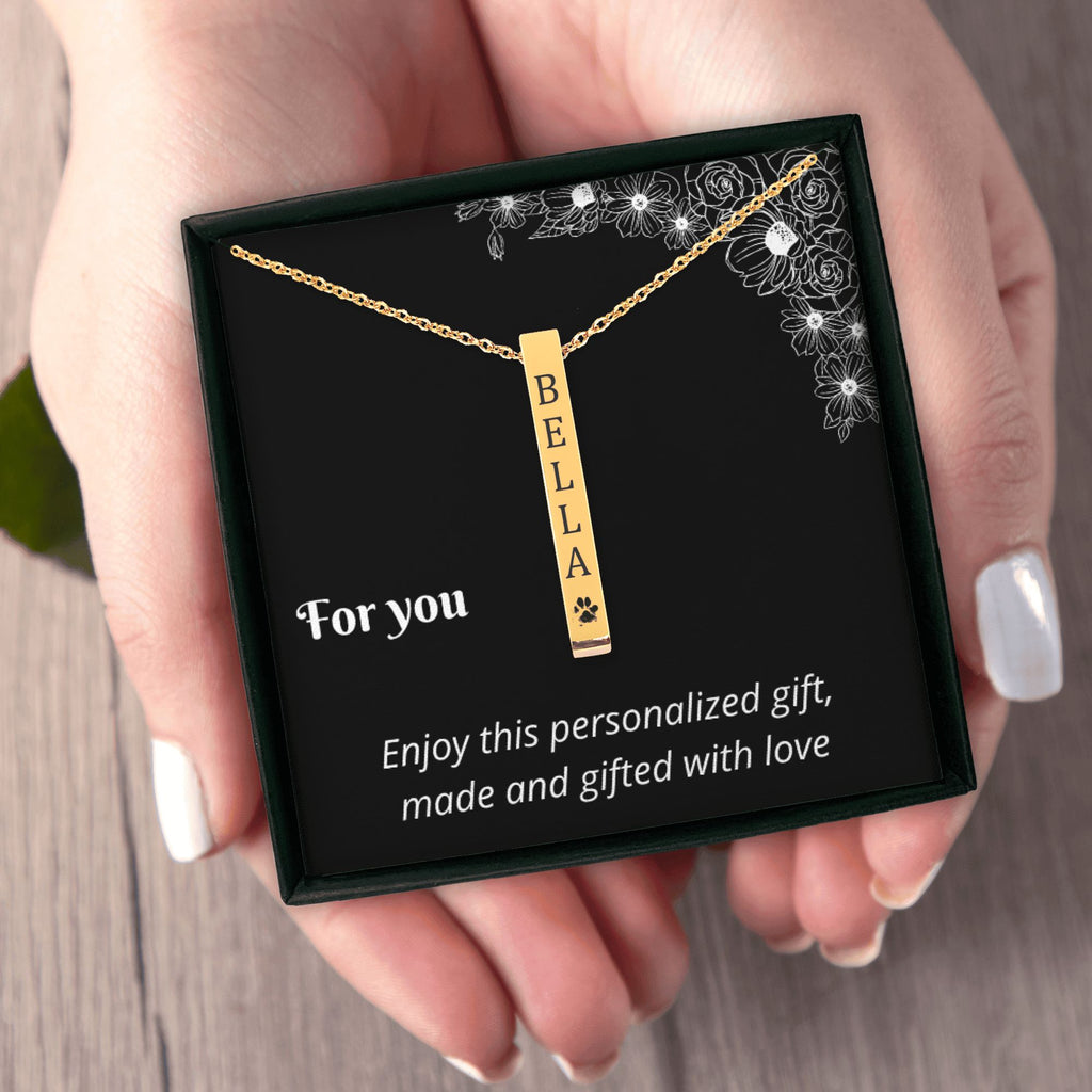 HUISDIER NAAM MET POOTAFDRUK KETTING - Mijn Huisdier Cadeau