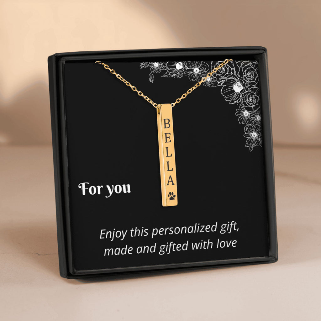 HUISDIER NAAM MET POOTAFDRUK KETTING - Mijn Huisdier Cadeau