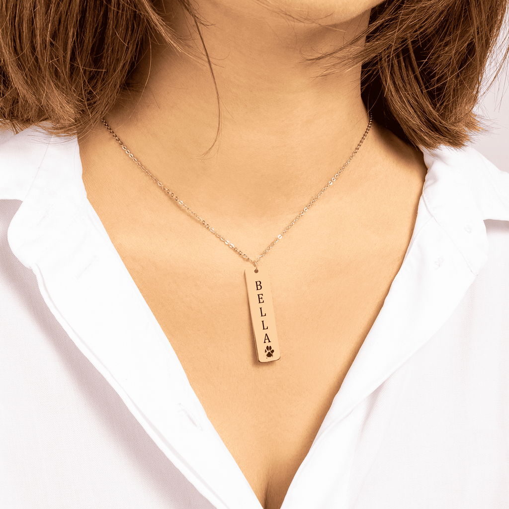 HUISDIER NAAM EN POOTAFDRUK KETTING - Mijn Huisdier Cadeau
